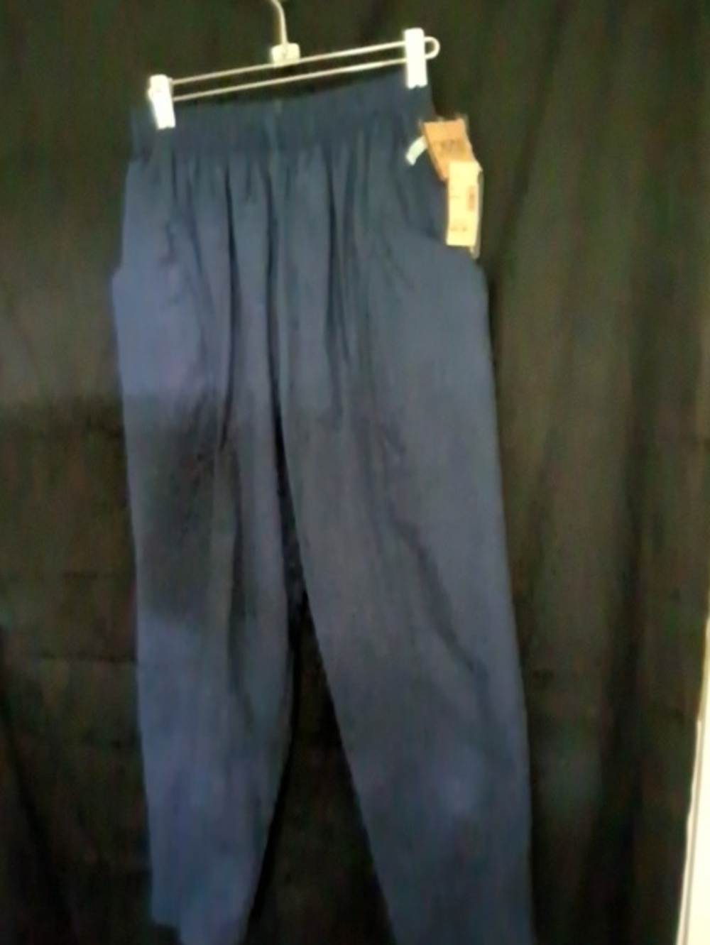 NWT Cherokee COTTON Navy Blur Skinny Women's Pants with Elastic Waist